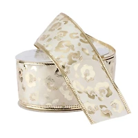 1.5" x 3yd. Gold Leopard Wired Taffeta Ribbon by Celebrate It® Classic