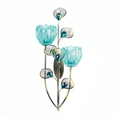 14'' Peacock Blossom Candle Wall Sconce