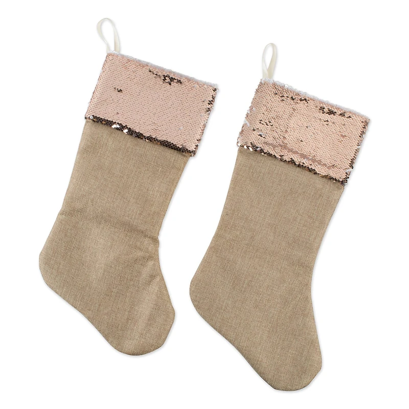 DII® Champagne Sequin Linen Holiday Stocking Set