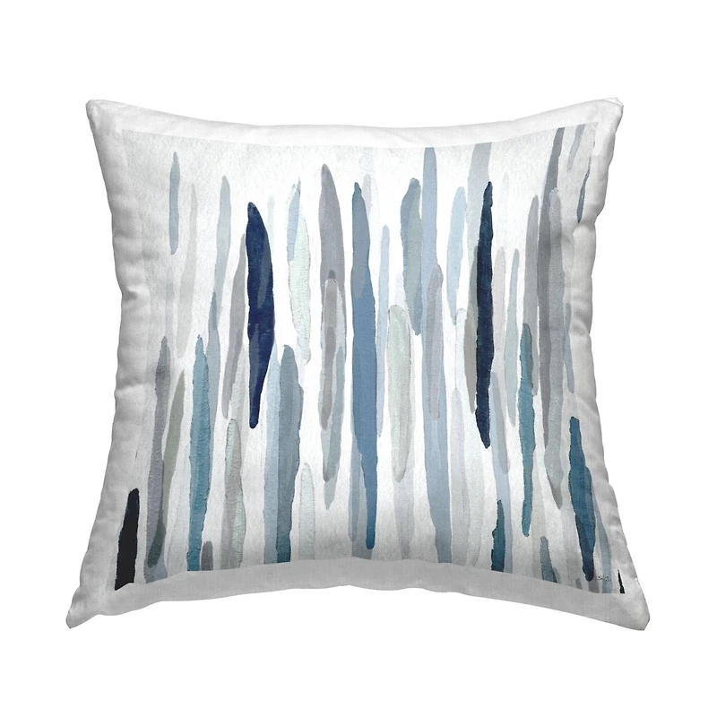 Stupell Industries Abstract Brushed Rainfall Contemporary Blue Lines Throw Pillow, 18" x 18"