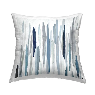 Stupell Industries Abstract Brushed Rainfall Contemporary Blue Lines Throw Pillow, 18" x 18"