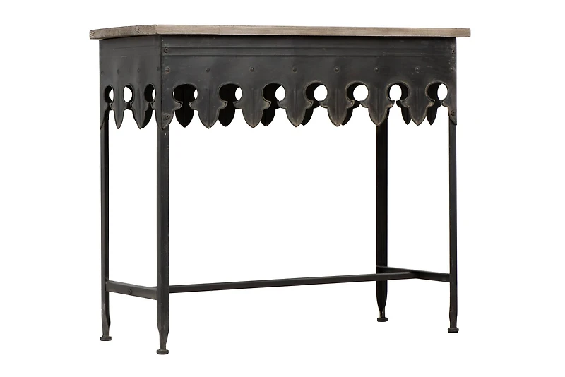 Hello Honey® 36" Rustic Farmhouse Metal Console Table with Solid Wood Top