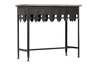 Hello Honey® 36" Rustic Farmhouse Metal Console Table with Solid Wood Top