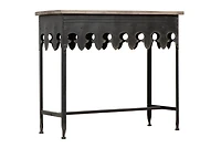 Hello Honey® 36" Rustic Farmhouse Metal Console Table with Solid Wood Top