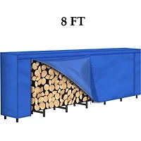 NEX™ Outdoor Firewood Rack with Blue Cover Combo Set
