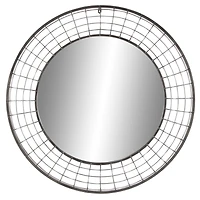 36" Black Industrial Metal Round Wall Mirror