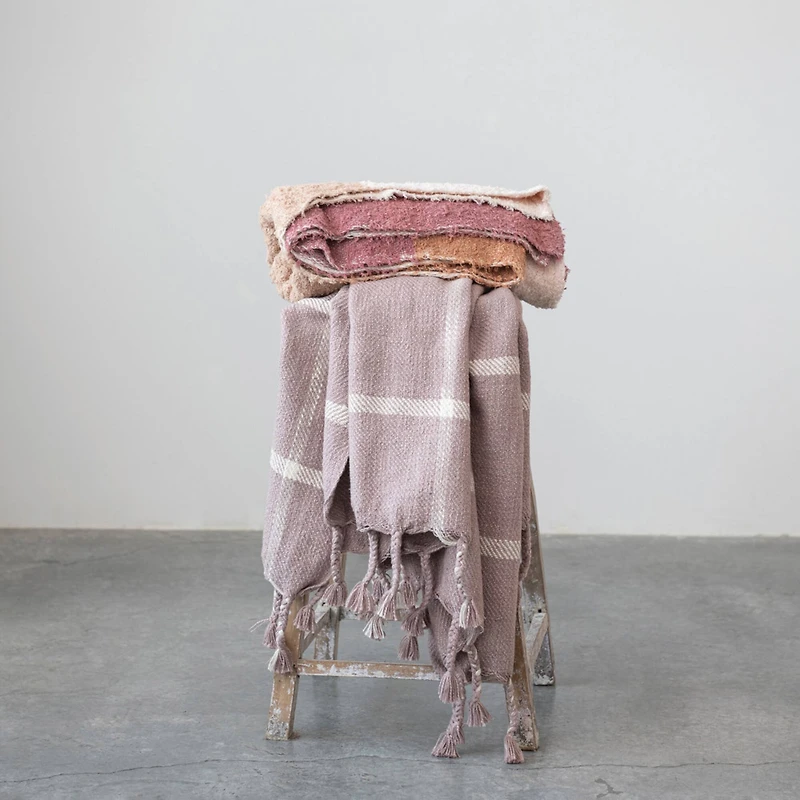Hello Honey® Lilac Grid Throw Blanket with Tassels