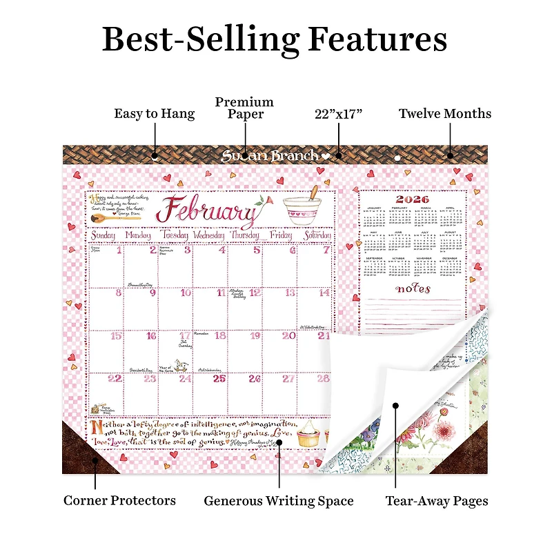 2026 Susan Branch Large Desk Pad Monthly Blotter Calendar