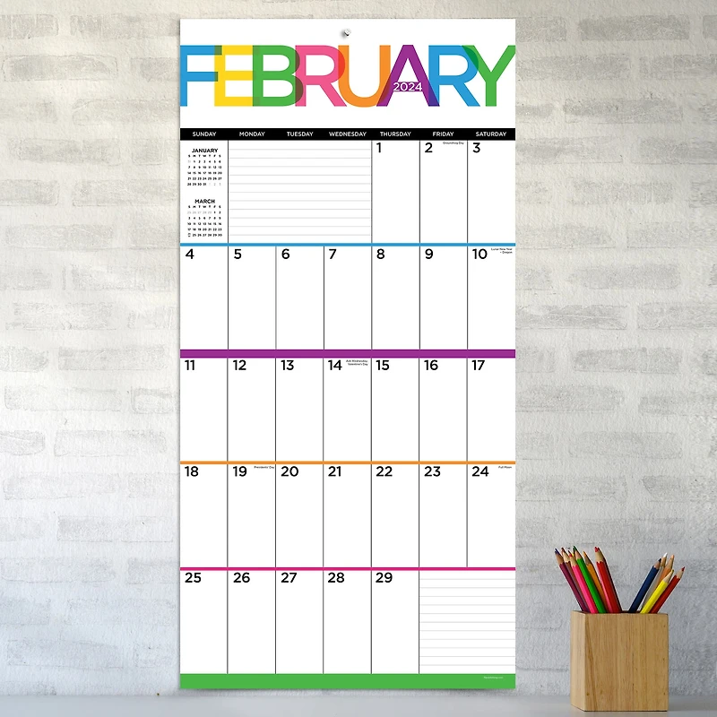 TF Publishing 2024 Big & Bright Grid Wall Calendar
