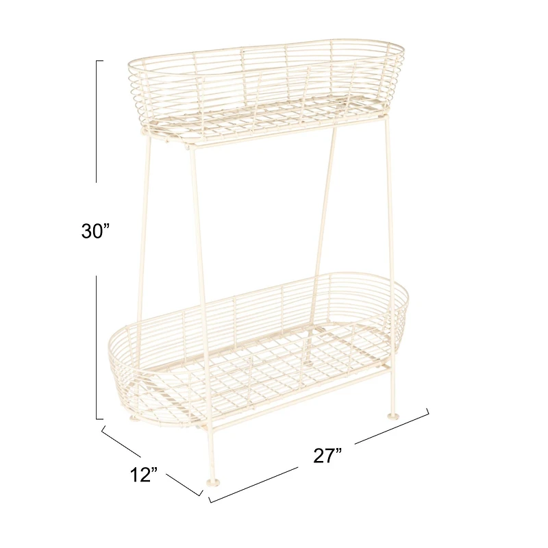 Serenity Metal Wire Plant Stand, Cream