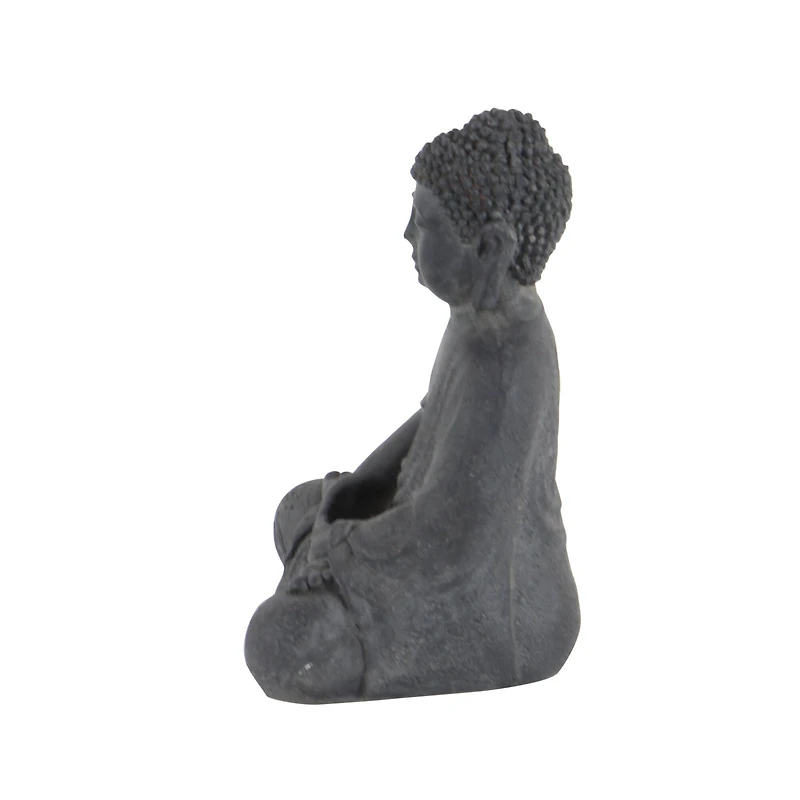 CosmoLiving by Cosmopolitan Grey Ceramic Sculpture, Buddha 12" x 8" x 7"