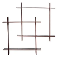 24" Wood Crosshatch Floating Shelves Wall Art Decor