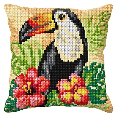 Orchidea Cushion Cross Stitch Kit Toucan