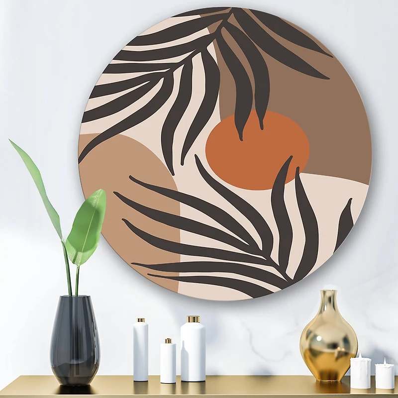 Designart - Moon & Sun Shapes In Retro Terracotta Tones III