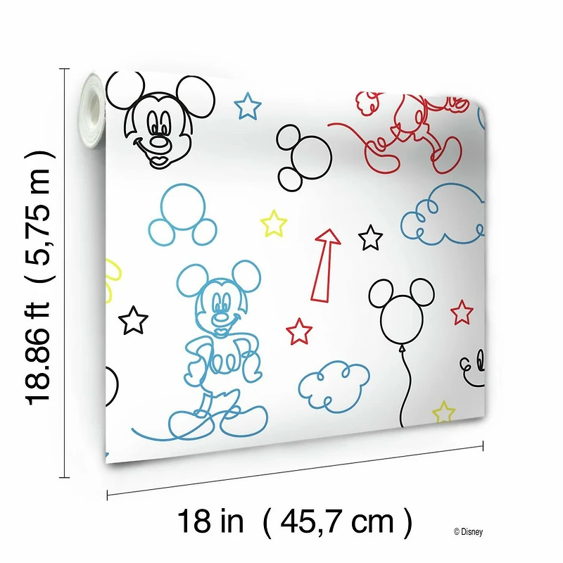 RoomMates Disney® Mickey Mouse Line Art Peel & Stick Wallpaper