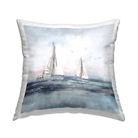 Stupell Industries Sailboats Floating Ocean Waves Nautical Scene Throw Pillow, 18" x 18"