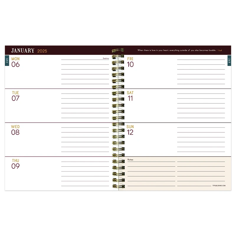 TF Publishing 2025 Medium Emerald Edition Weekly Monthly Spiral Planner