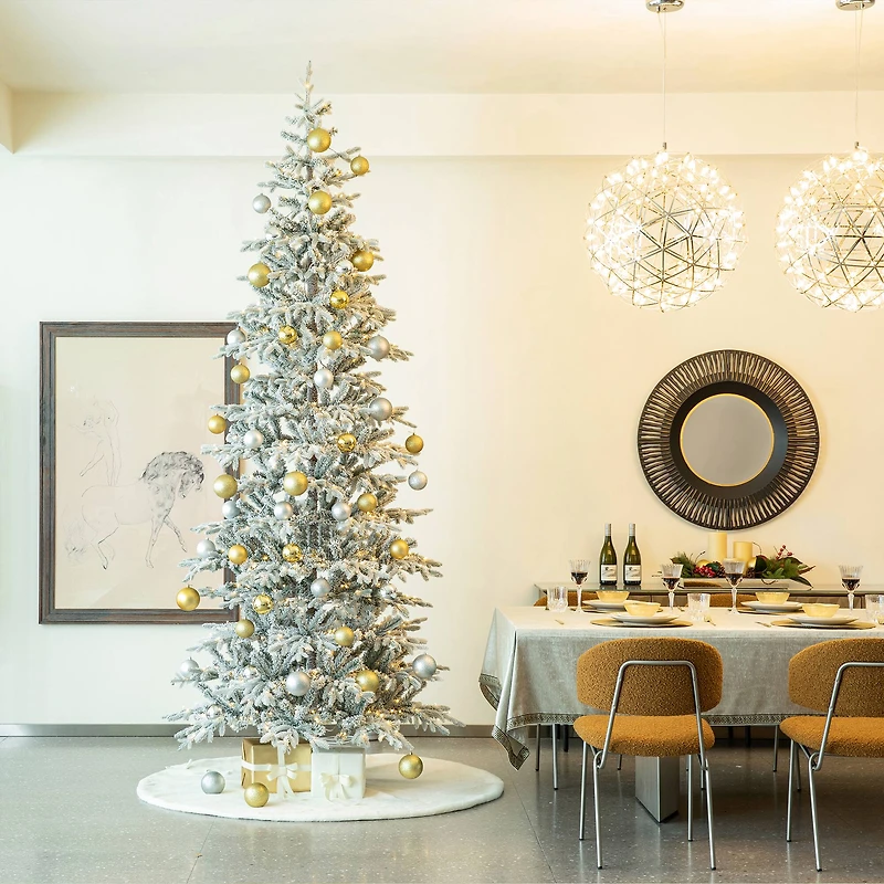 10ft. Pre-Lit Deluxe Flocked Fir Artificial Christmas Tree, Warm White Lights