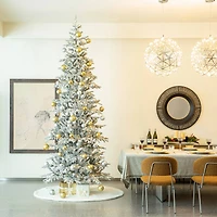 10ft. Pre-Lit Deluxe Flocked Fir Artificial Christmas Tree, Warm White Lights