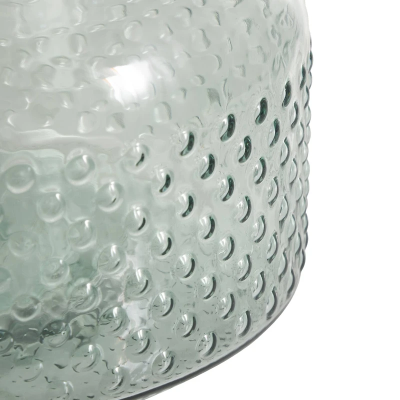 12.25" Green Glass Wide Spotted Decorative Vase
