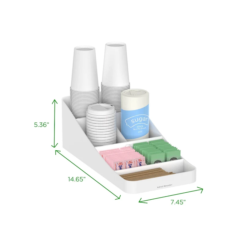 Mind Reader White 7-Compartment Coffee Condiment Storage Organizer