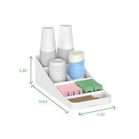 Mind Reader White 7-Compartment Coffee Condiment Storage Organizer