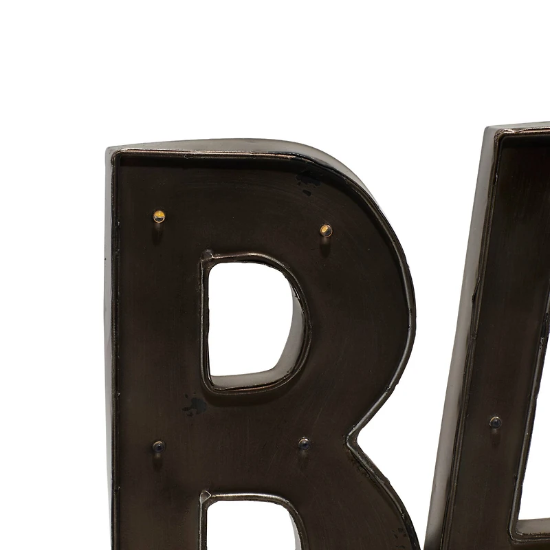 The Novogratz 16'' Brown Tin Industrial BAR Sign