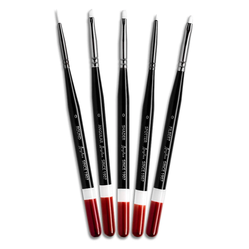 Angelus® White Synthetic Acrylic Micro Detail 5 Piece Brush Set