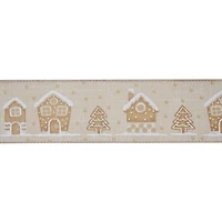 2.5" x 20 ft. Gingerbread Village Wired Faux Linen Ribbon by Celebrate It®