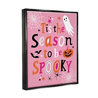 Stupell Industries Tis The Season To Be Spooky Ghost Phrase Framed Floater Canvas Wall Art