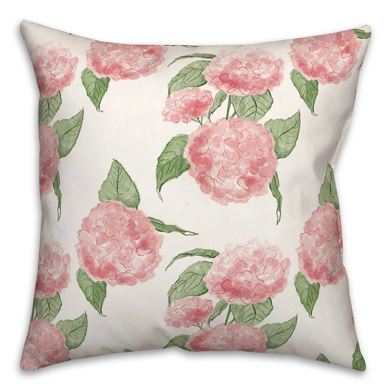 Pink Hydrangea Pattern 18" x 18" Throw Pillow