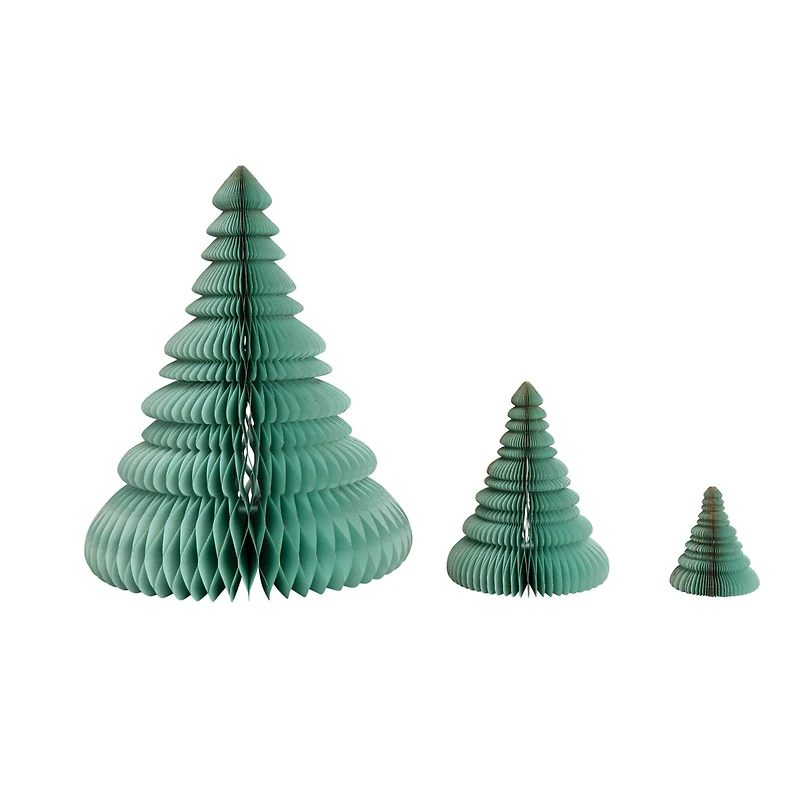 Hello Honey® Turquoise Handmade Recycled Paper Folding Honeycomb Tree Set with Glitter