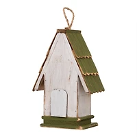 Glitzhome® 11" Hanging Wood Green Roof Garden Decorative Birdhouse