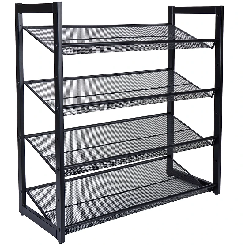 Organize It All Black 30" Wide 4 Tier Adjustable Mesh Shoe Rack