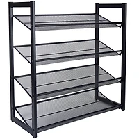 Organize It All Black 30" Wide 4 Tier Adjustable Mesh Shoe Rack