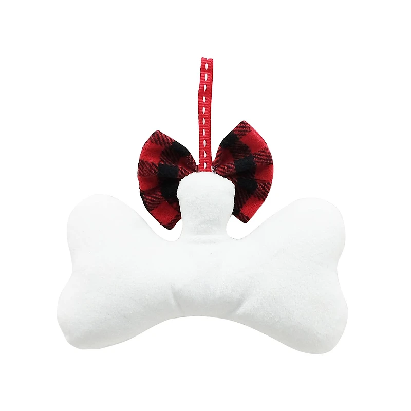 5.25" Feliz Naughty Dog Bone with Bow Felt Ornament by Ashland®