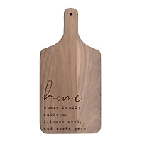 17" Home Where Family Gathers Walnut Paddle Cutting Board