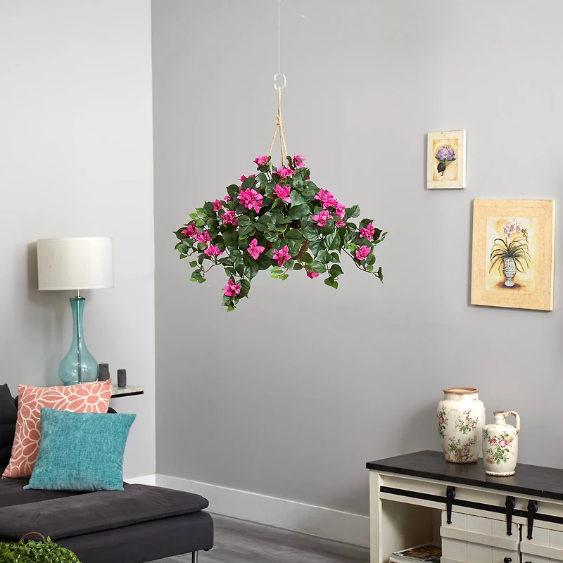 24" Pink Bougainvillea Hanging Basket