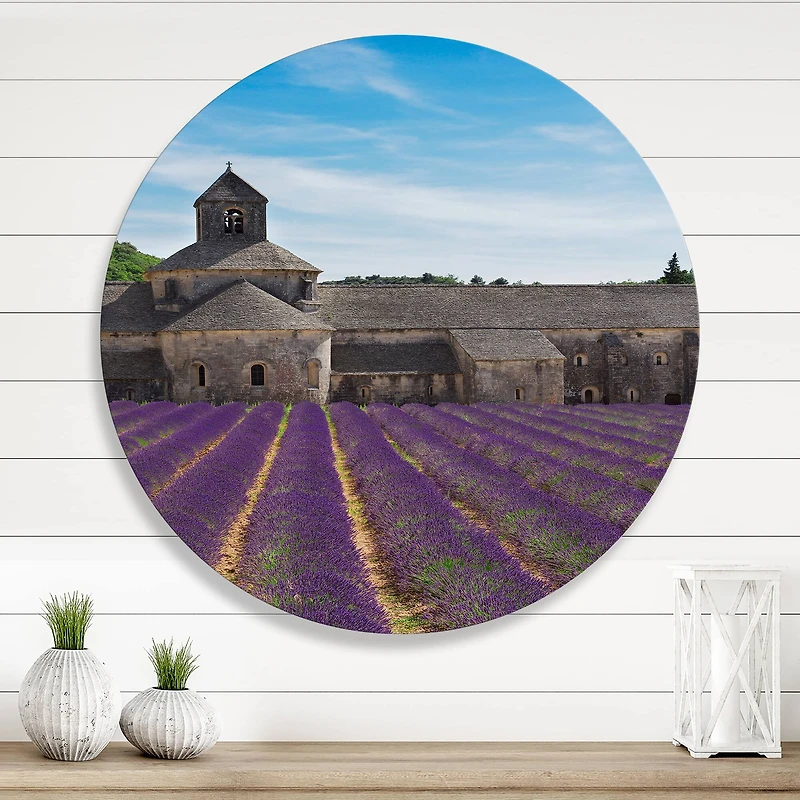 Designart - Lavender Field With Abbey In France