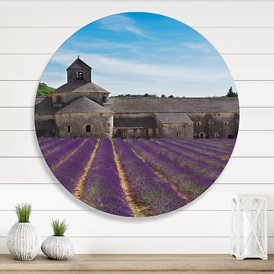 Designart - Lavender Field With Abbey In France