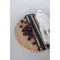 Hello Honey® 16" Decorative Wood Tray with Black Lines & Handles