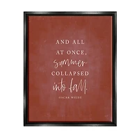 Stupell Industries Oscar Wilde Fall Quote Framed Floater Canvas Wall Art