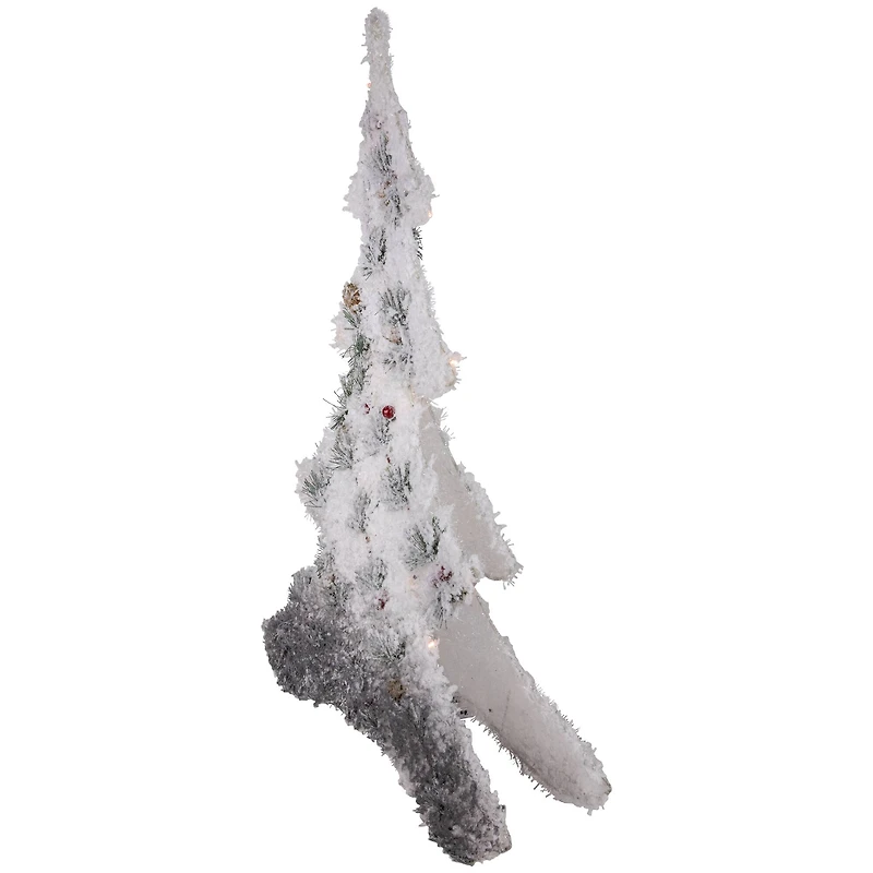 27.5" LED Lighted 2-D Tinsel & Pine Christmas Tree Decoration with Warm White Lights