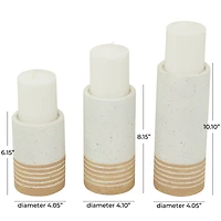 Novogratz White Metal Striped Pillar Candle Holder Set