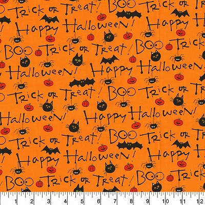 Fabric Traditions Halloween Orange Happy Halloween Home Décor Fabric