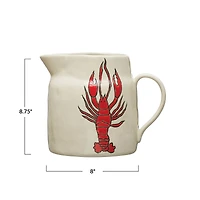 Hello Honey® 8" Wax Relief Lobster Illustration Coastal Stoneware Pitcher