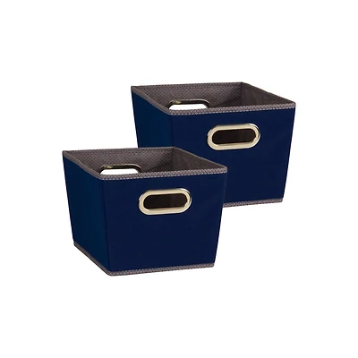 Household Essentials Fabric Tapered Storage Bin (2 pc, Small, Navy)