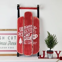23'' Red Wooden Christmas Snow Sled Decoration