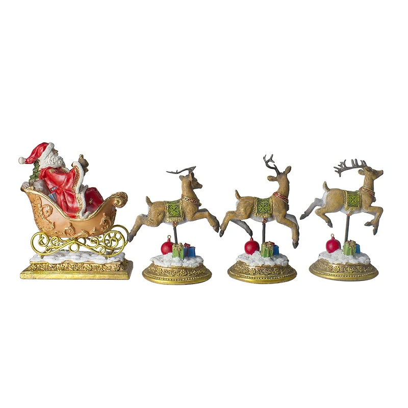 9.5" Santa & Reindeer Christmas Stocking Holder Set