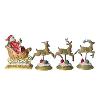 9.5" Santa & Reindeer Christmas Stocking Holder Set